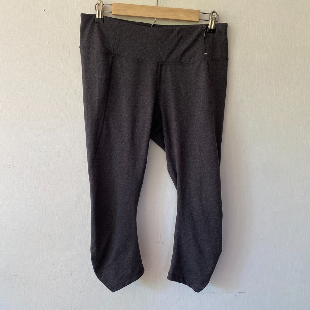 Calia Y2K Capri Leggings Womens Small Gray Zip Pocket Ruched Legs Activewear